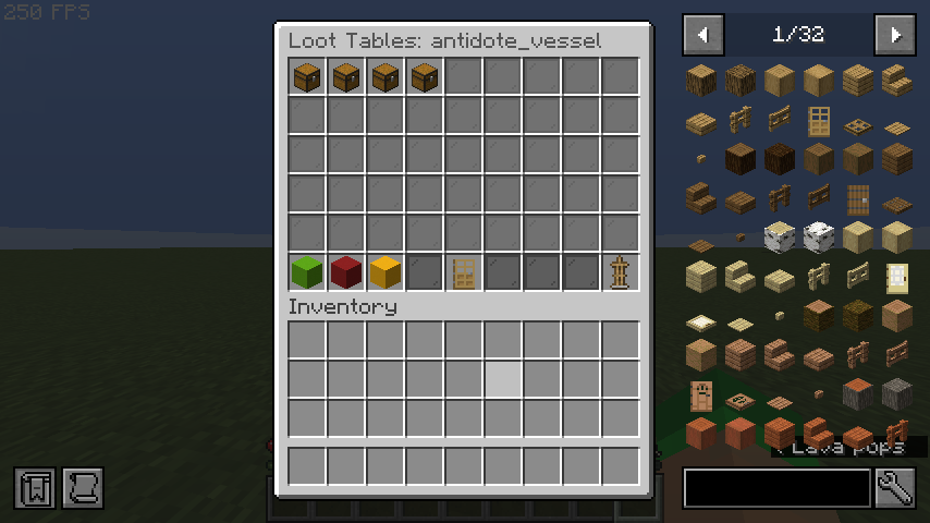 Loot Table Editor main screen with existing entries