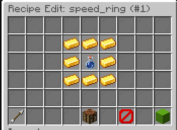 Recipe Editor showing shaped recipe with 3x3 grid
